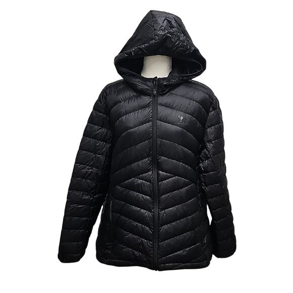 Camelcrown Women's Black Full Zip Hooded Down Puffer Jacket w/Glass Case Size 2X - Picture 1 of 12